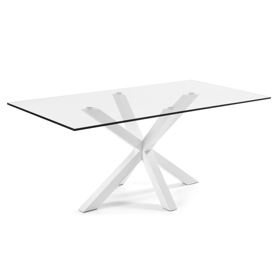 KAVE HOME Arya spisebord - klart glass og hvitt stl (200x100)