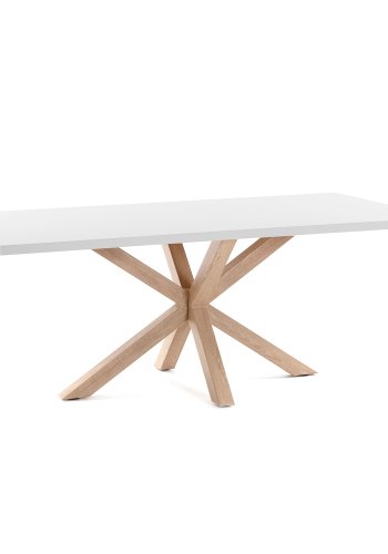 KAVE HOME rektangulrt Arya spisebord - hvit melamin og naturlig stl (200x100)