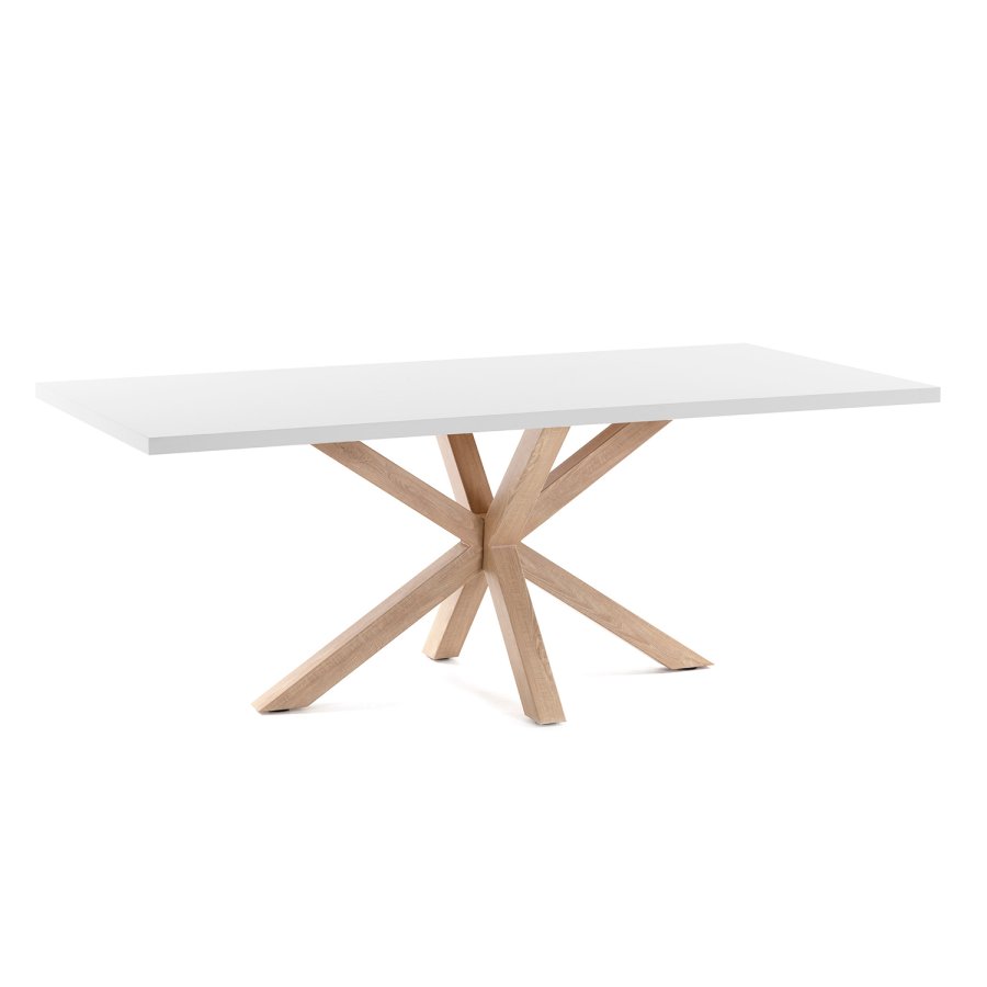 KAVE HOME rektangulrt Arya spisebord - hvit melamin og naturlig stl (200x100)