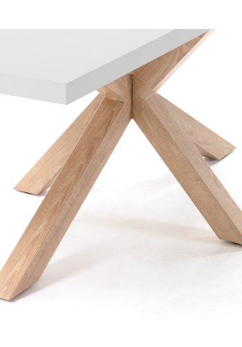 KAVE HOME rektangulrt Arya spisebord - hvit melamin og naturlig stl (200x100)