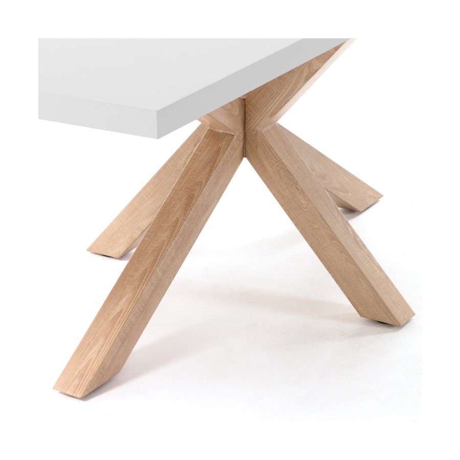 KAVE HOME rektangulrt Arya spisebord - hvit melamin og naturlig stl (200x100)