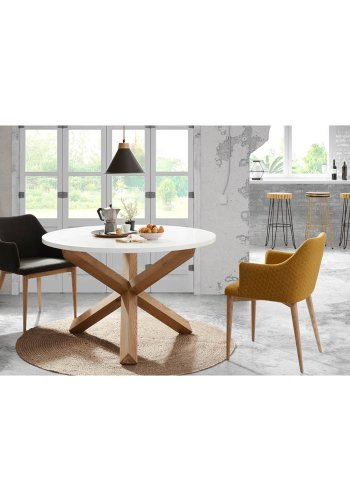 KAVE HOME Nori spisebord - hvit MDF og naturlig eik (120)