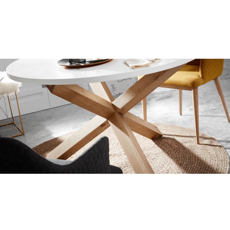 KAVE HOME Nori spisebord - hvit MDF og naturlig eik (120)