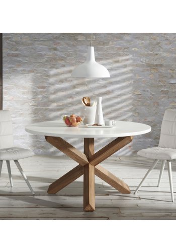KAVE HOME Nori spisebord - hvit MDF og naturlig eik (120)