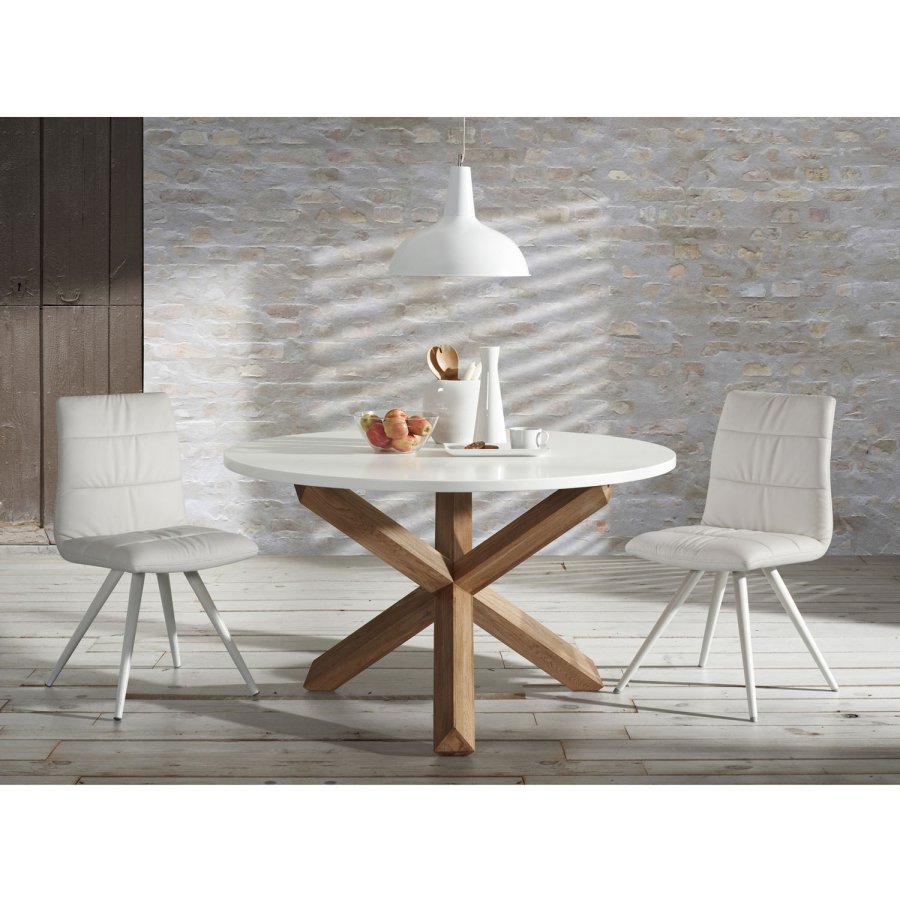 KAVE HOME Nori spisebord - hvit MDF og naturlig eik (120)