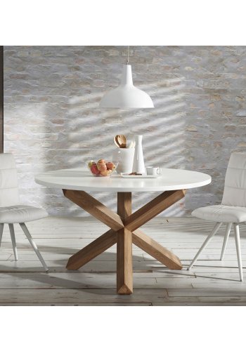 KAVE HOME Nori spisebord - hvit MDF og naturlig eik (120)