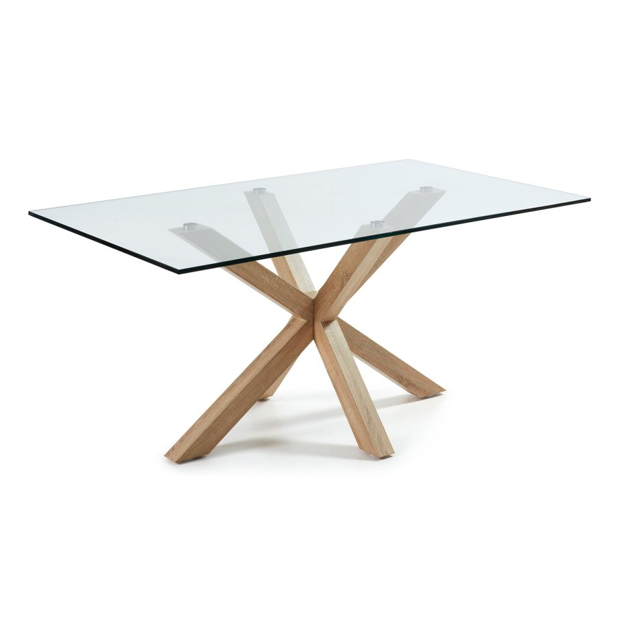 KAVE HOME Arya spisebord - klart glass og naturlig stl (160x90)