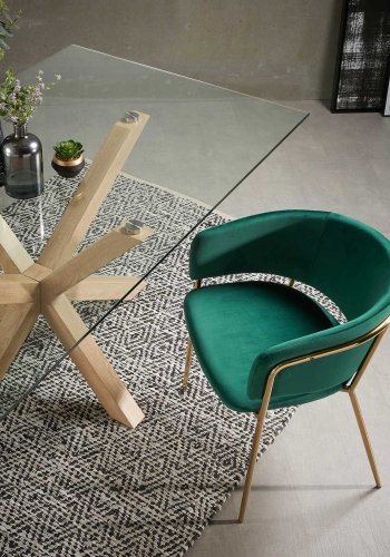 KAVE HOME Arya spisebord - klart glass og naturlig stl (160x90)