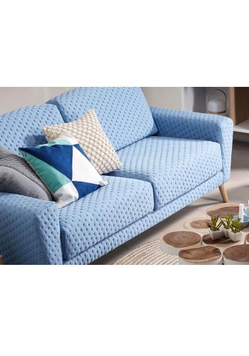 KAVE HOME rund Janvir LED bordlampe - hvit plast og naturlig tre