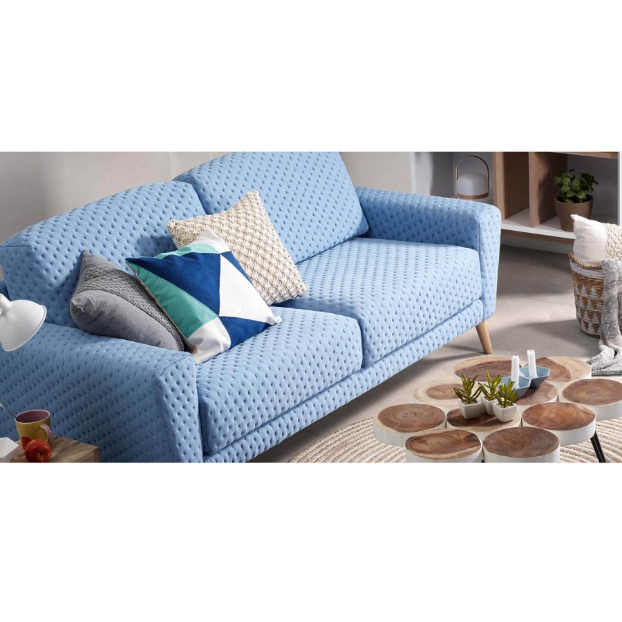 KAVE HOME rund Janvir LED bordlampe - hvit plast og naturlig tre