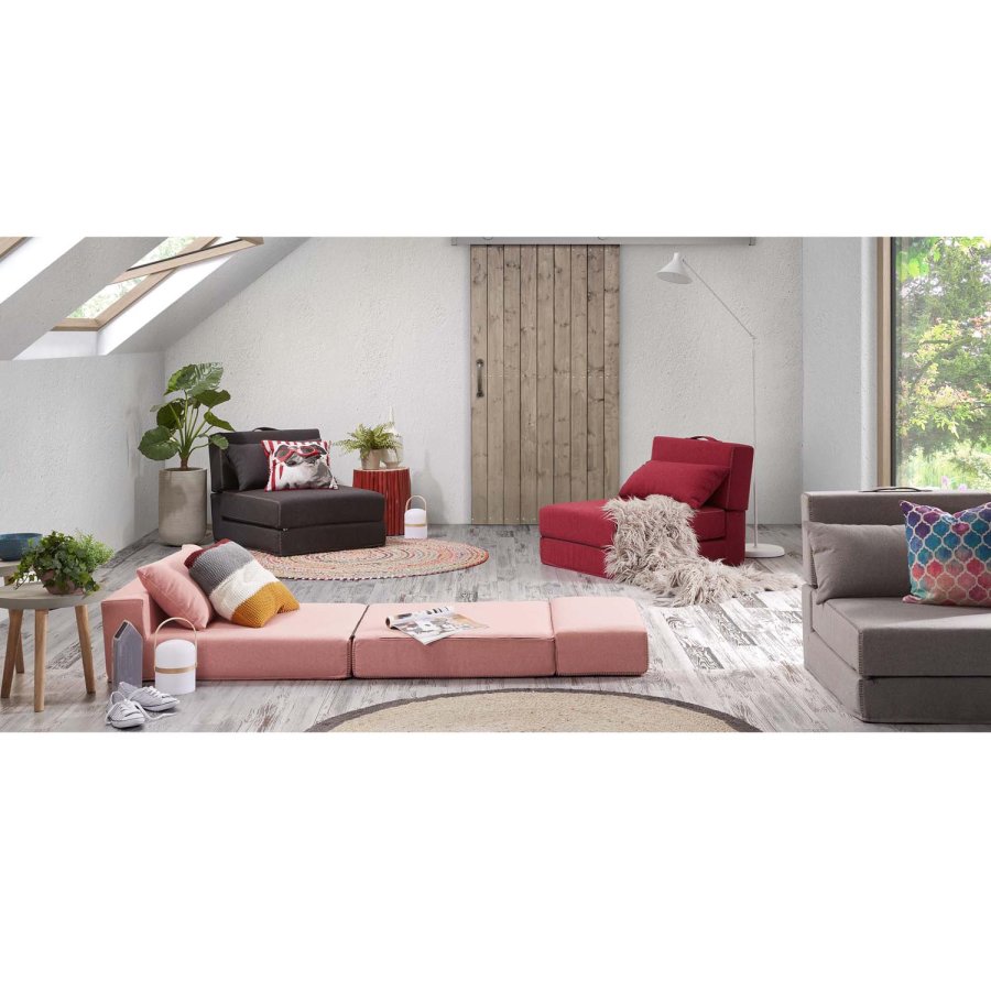 KAVE HOME rund Janvir LED bordlampe - hvit plast og naturlig tre