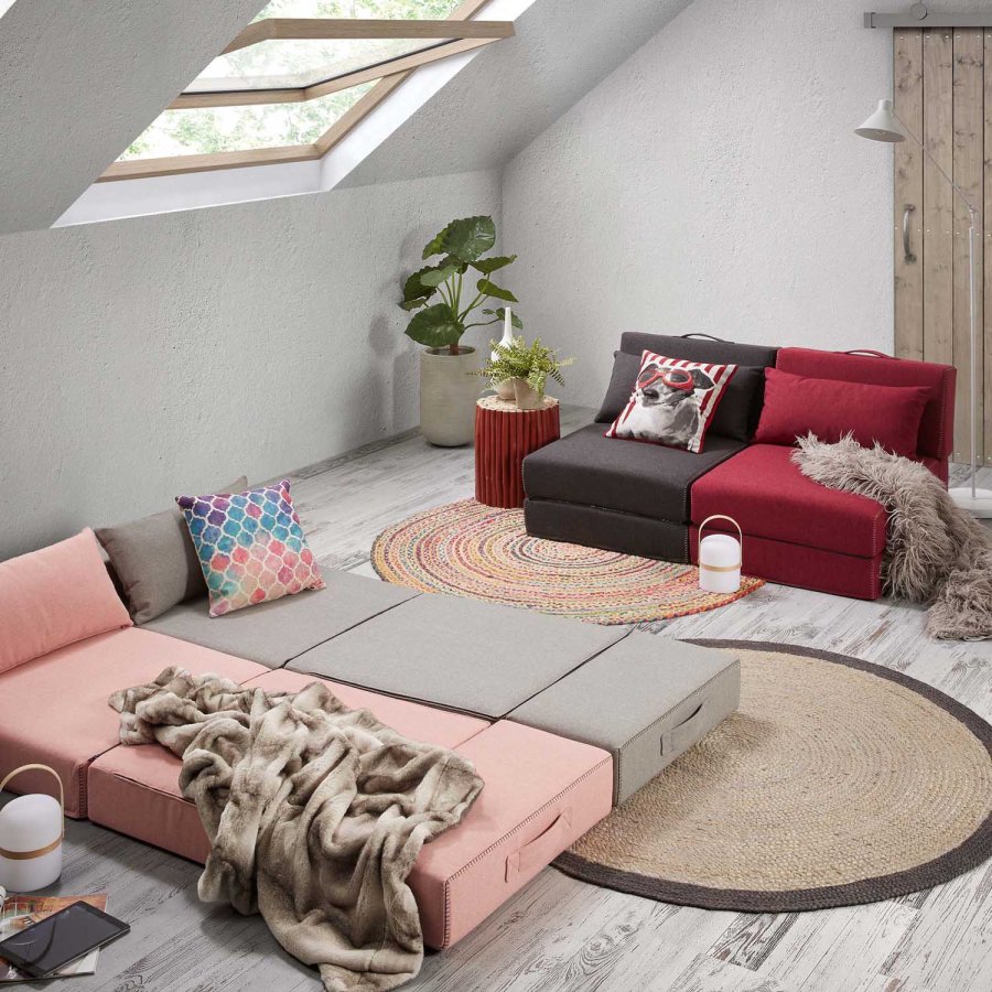 KAVE HOME rund Janvir LED bordlampe - hvit plast og naturlig tre