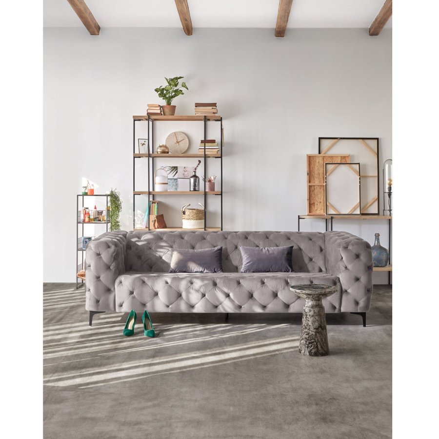 KAVE HOME rund Janvir LED bordlampe - hvit plast og naturlig tre