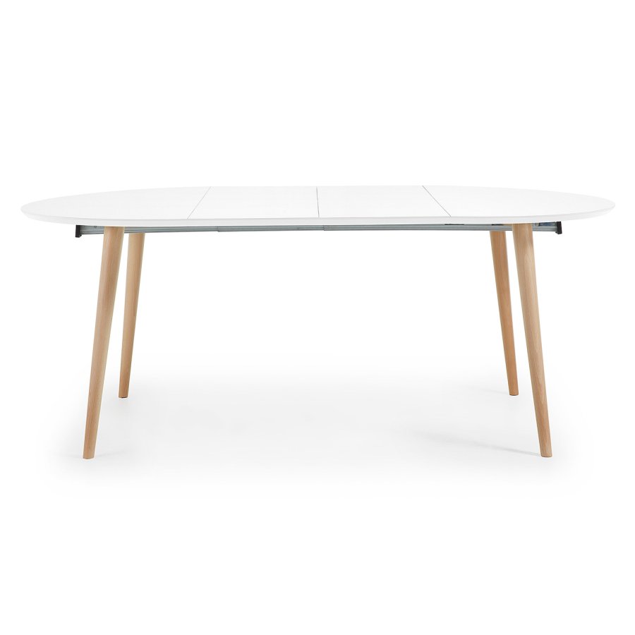 KAVE HOME Oakland spisebord, med uttrekk - hvit MDF og naturlig bk (120(200)x120)