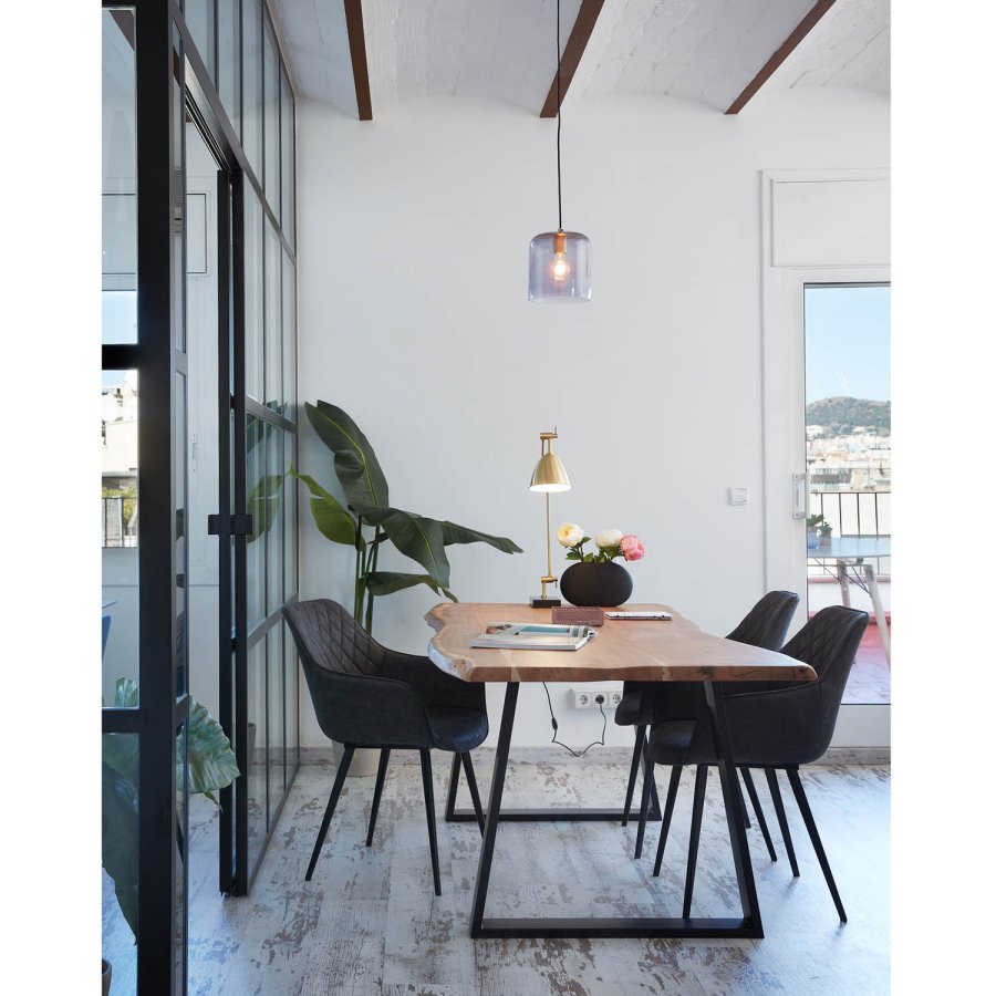 KAVE HOME Sono spisebord - naturlig akasietre og svart stl (200X95)