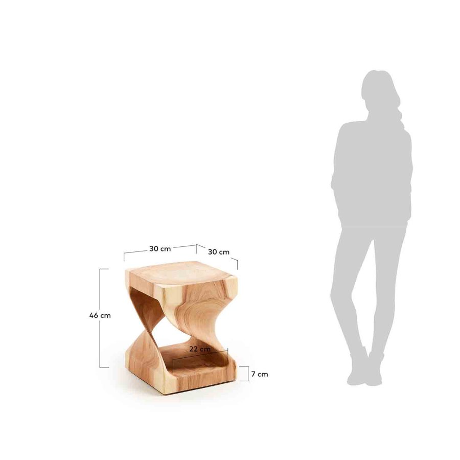 KAVE HOME firkantet Hakon sidebord - naturlig mungurtre (30x30)