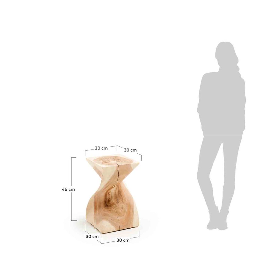 KAVE HOME firkantet Hakon sidebord - naturlig mungurtre (30x30)