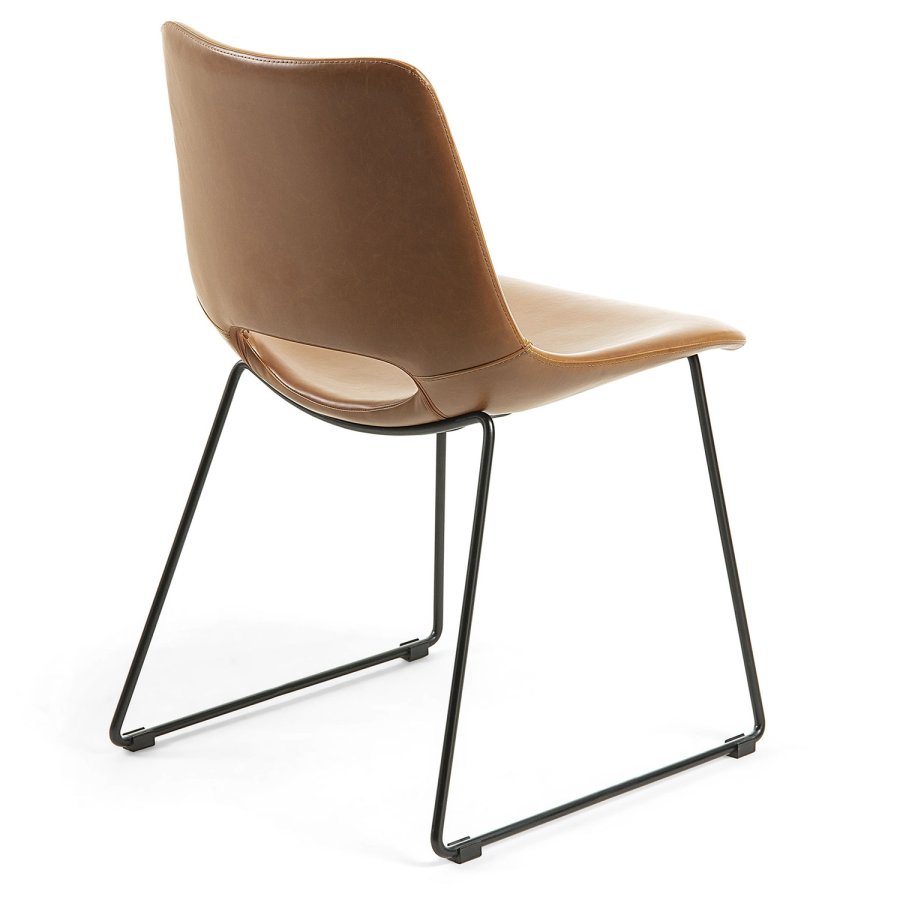 KAVE HOME Ziggy spisestol - lysebrun PU og sort stl