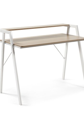 KAVE HOME rektangulrt Aarhus skrivebord med hylle - naturlig melamin og hvitt stl (114,5x60)