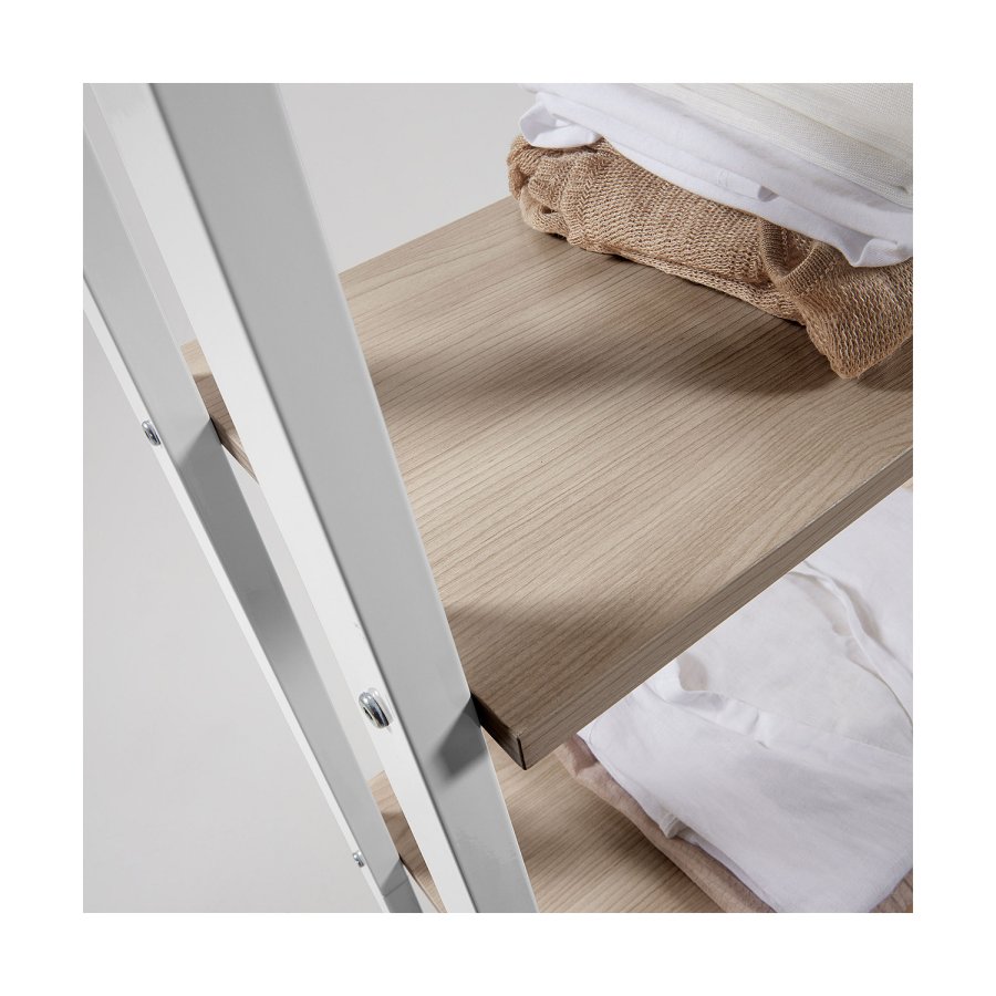 KAVE HOME rektangulr State reol m. 5 hyller - naturlig melamin og hvitt stl (56x172)