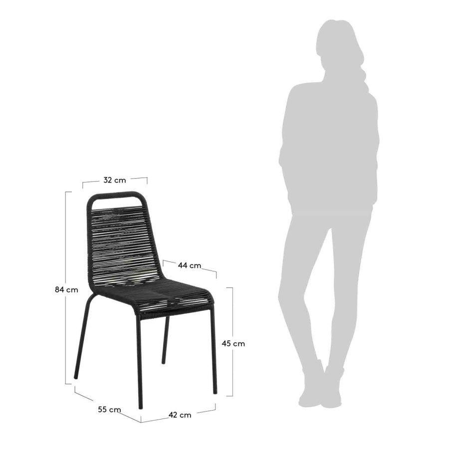 KAVE HOME Glenville spisestuestol - svart tau og stl 