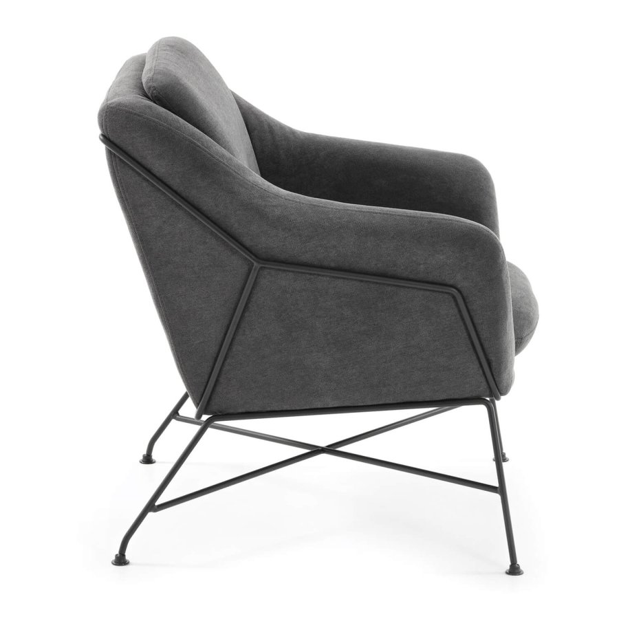 KAVE HOME Brida lenestol, med armlener - grafittgr stoff og sort stl