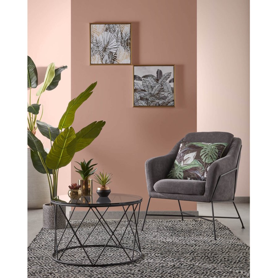 KAVE HOME Brida lenestol, med armlener - grafittgr stoff og sort stl