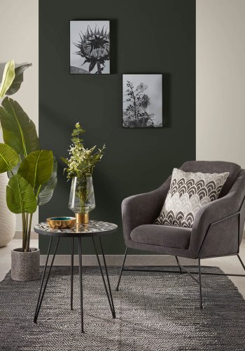 KAVE HOME Brida lenestol, med armlener - grafittgr stoff og sort stl