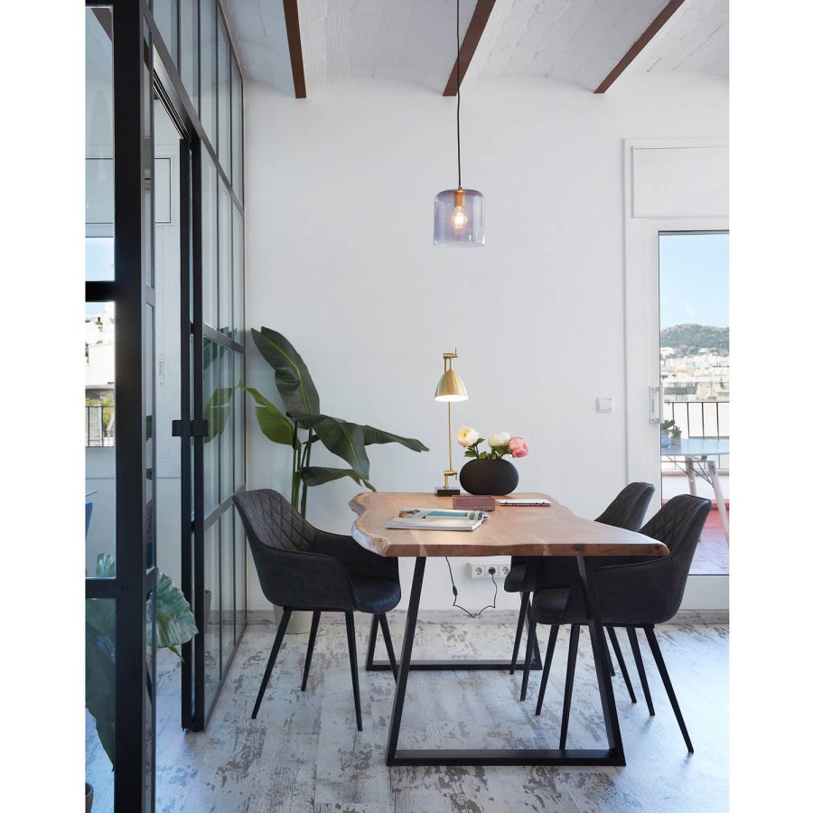 KAVE HOME Sono spisebord - naturlig akasietre og svart stl (220x100)