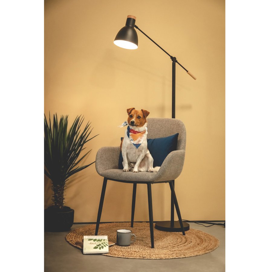 KAVE HOME Konna lenestol, med armlener - grtt stoff og sort stl