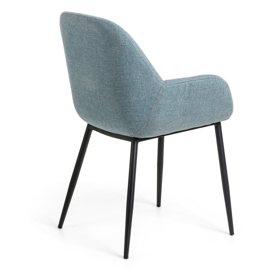 KAVE HOME Konna lenestol, med armlener - bltt stoff og sort stl