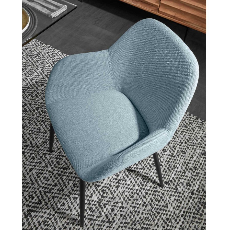 KAVE HOME Konna lenestol, med armlener - bltt stoff og sort stl