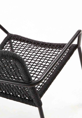 KAVE HOME Boomer spisestuestol med armlener - mrkegrtt tau og grtt stl