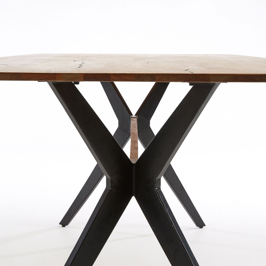 KAVE HOME Ametyst spisebord - naturlig eik og sort stl (160x90) 