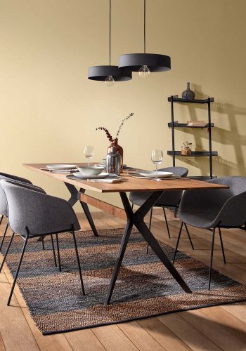 KAVE HOME Ametyst spisebord - naturlig eik og sort stl (160x90) 