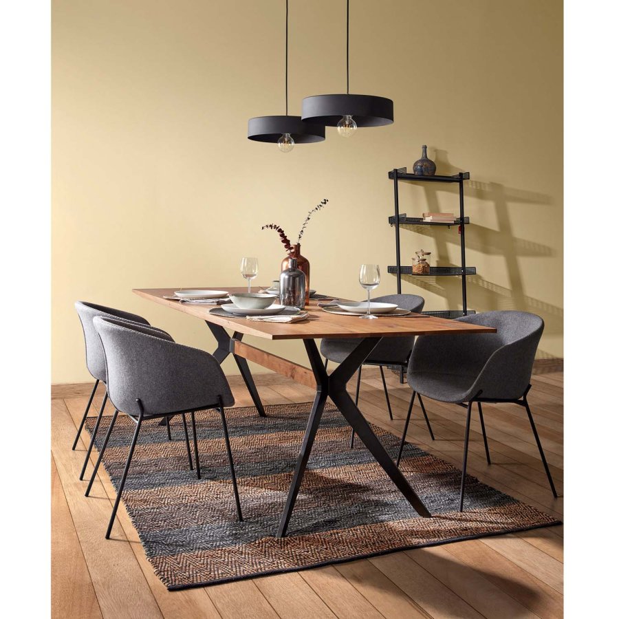 KAVE HOME Ametyst spisebord - naturlig eik og sort stl (160x90) 