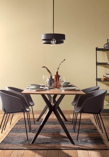 KAVE HOME Ametyst spisebord - naturlig eik og sort stl (160x90) 