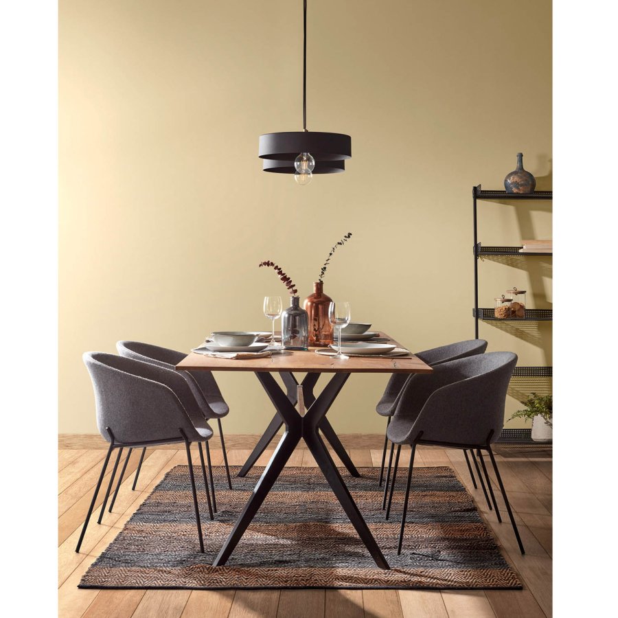 KAVE HOME Ametyst spisebord - naturlig eik og sort stl (160x90) 