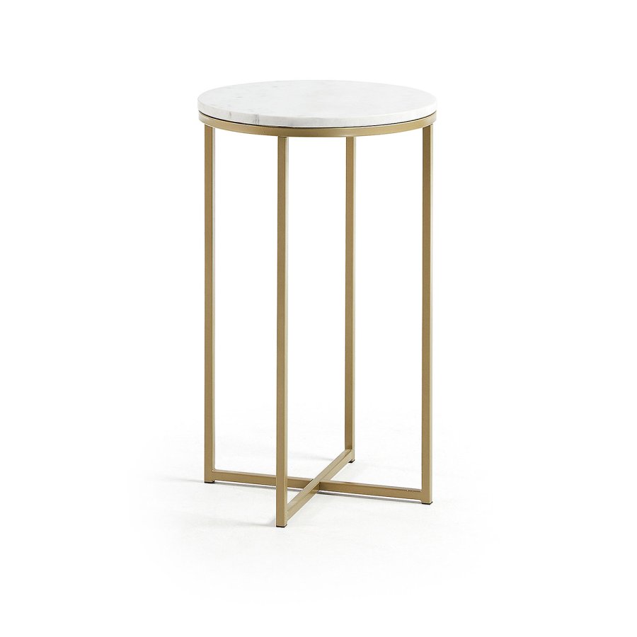 KAVE HOME rundt Sheffield sidebord - hvit marmor og gullmetall (43)