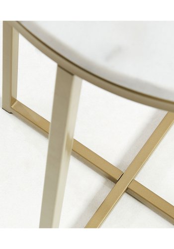 KAVE HOME rundt Sheffield sidebord - hvit marmor og gullmetall (43)