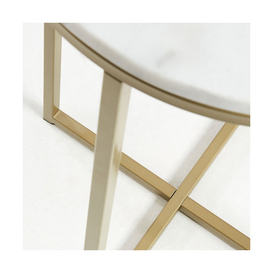 KAVE HOME rundt Sheffield sidebord - hvit marmor og gullmetall (43)