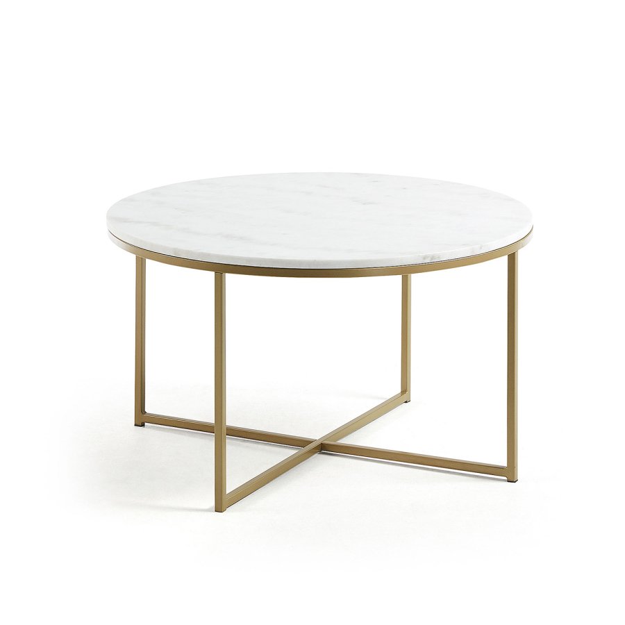 KAVE HOME rundt Sheffield salongbord - hvit marmor og gullmetall (80)