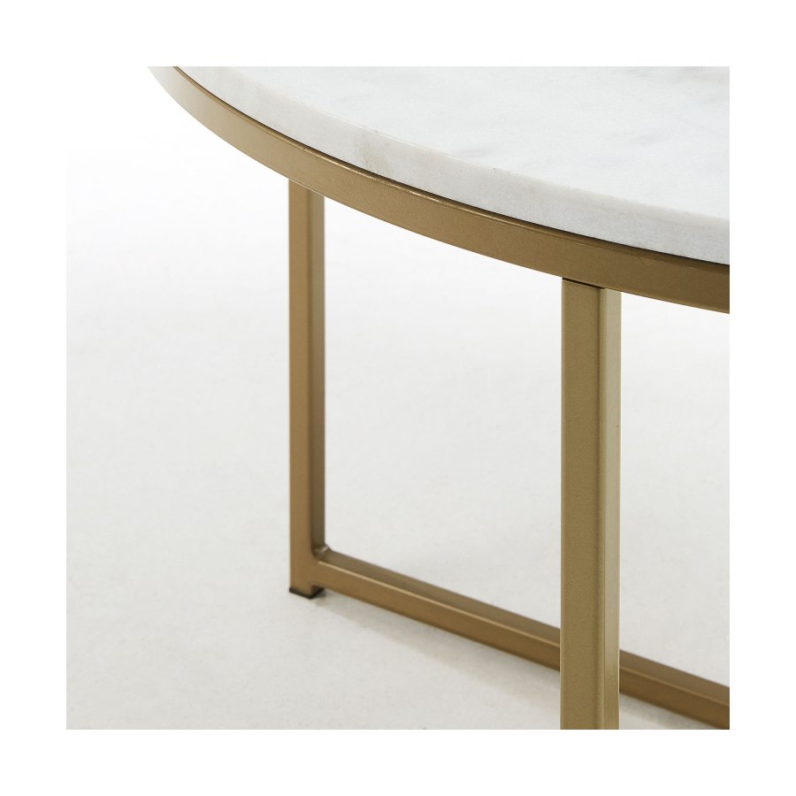 KAVE HOME rundt Sheffield salongbord - hvit marmor og gullmetall (80)