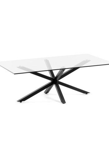 KAVE HOME rektangulrt Argon salongbord - klart glass og svart stl (130x70)
