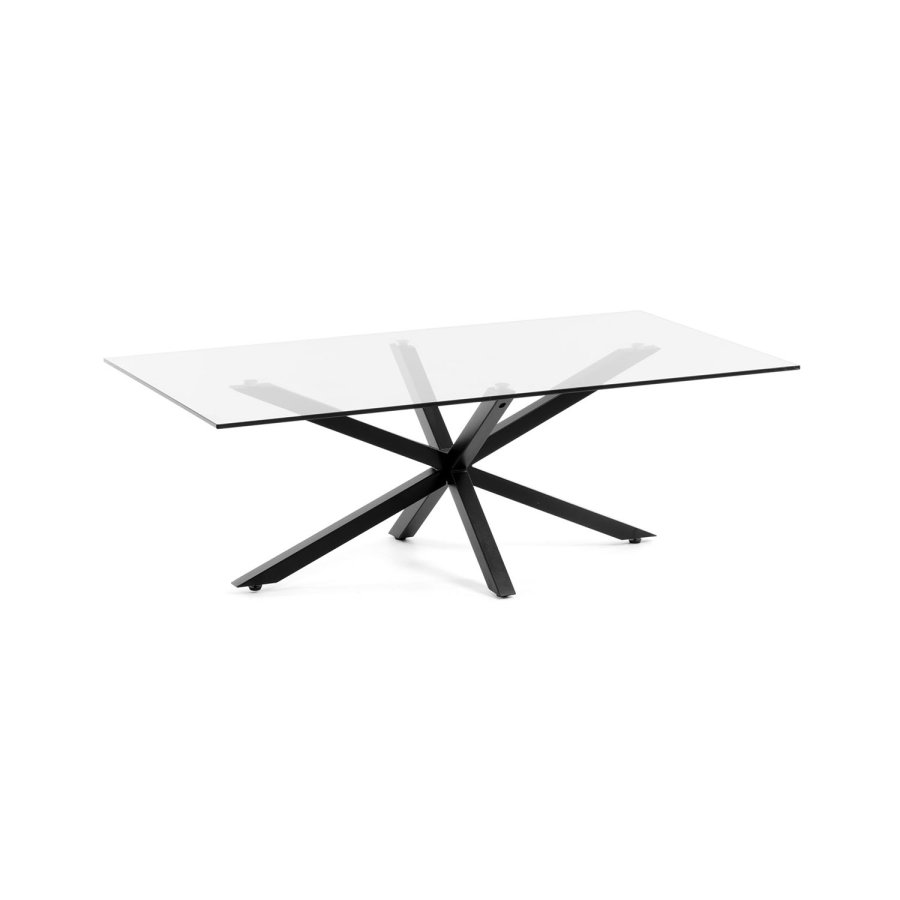 KAVE HOME rektangulrt Argon salongbord - klart glass og svart stl (130x70)