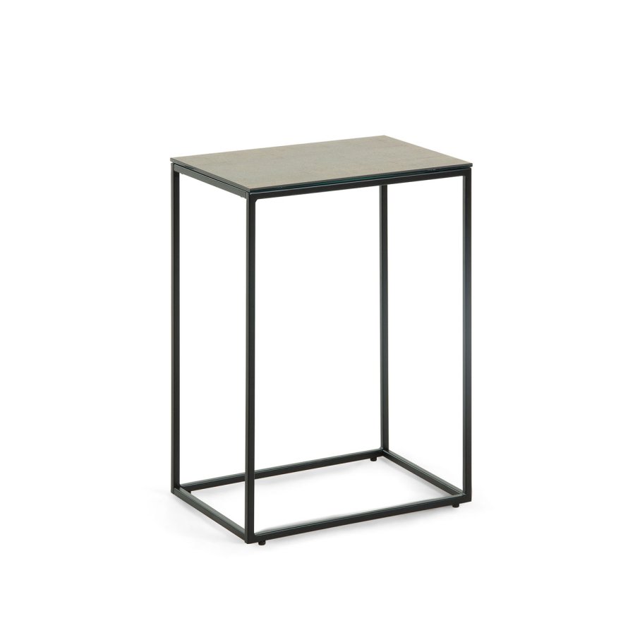 KAVE HOME rektangulrt Rewena sidebord - mrkebrun keramisk stein, keramikk og metall