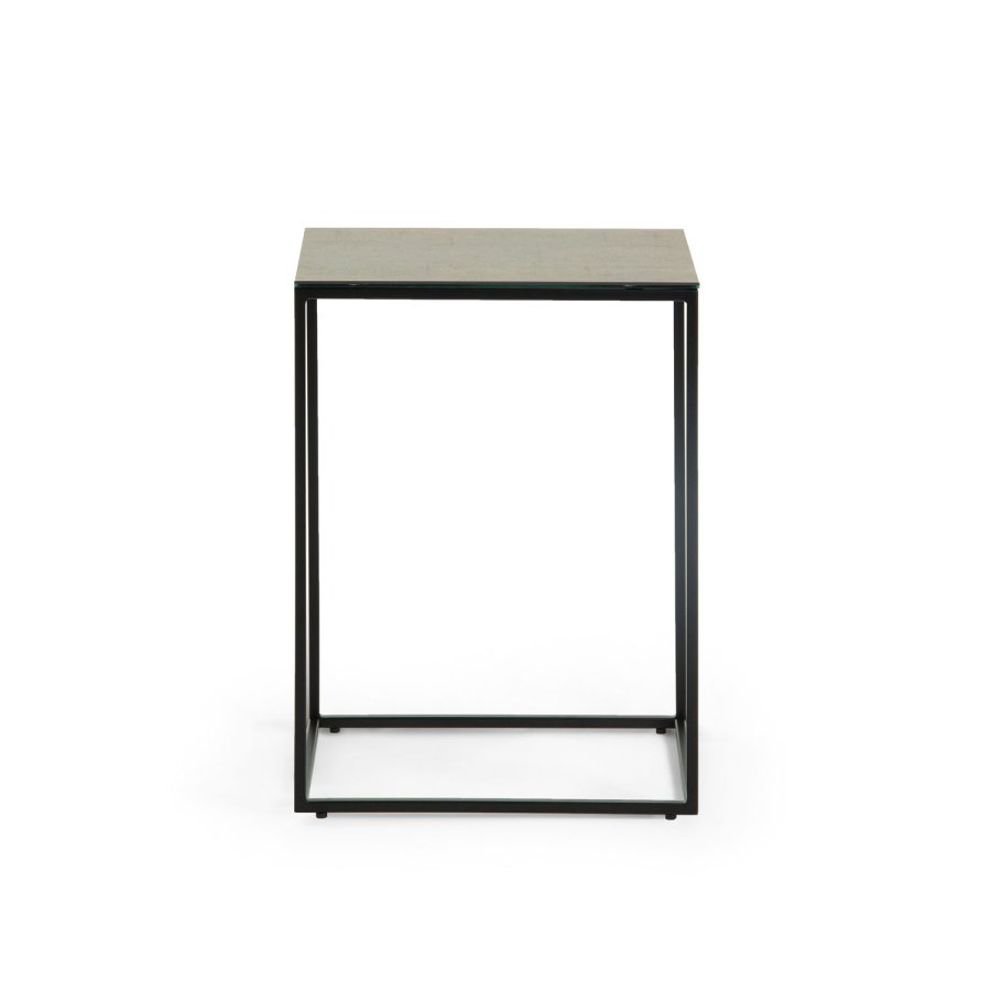 KAVE HOME rektangulrt Rewena sidebord - mrkebrun keramisk stein, keramikk og metall