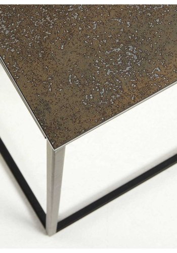 KAVE HOME rektangulrt Rewena sidebord - mrkebrun keramisk stein, keramikk og metall