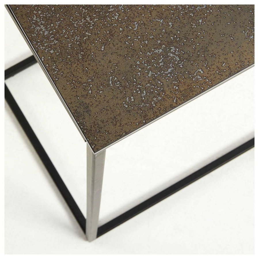 KAVE HOME rektangulrt Rewena sidebord - mrkebrun keramisk stein, keramikk og metall