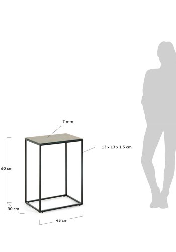 KAVE HOME rektangulrt Rewena sidebord - mrkebrun keramisk stein, keramikk og metall